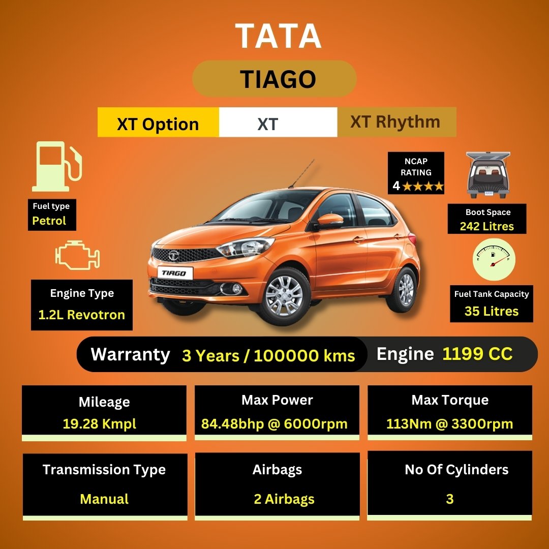 Tata Tiago - XT Option, XT, XT Rhythm
